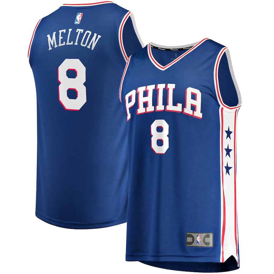Men Philadelphia 76ers 8 De Anthony Melton Fanatics Branded Royal Fast Break Replica NBA Jersey